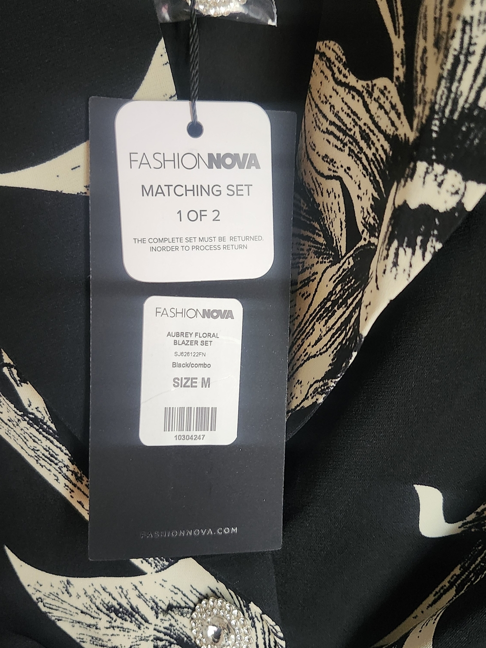 Fashion Nova Black Floral Print Wide-Leg Pantsuit Set - Picture 2 of 8